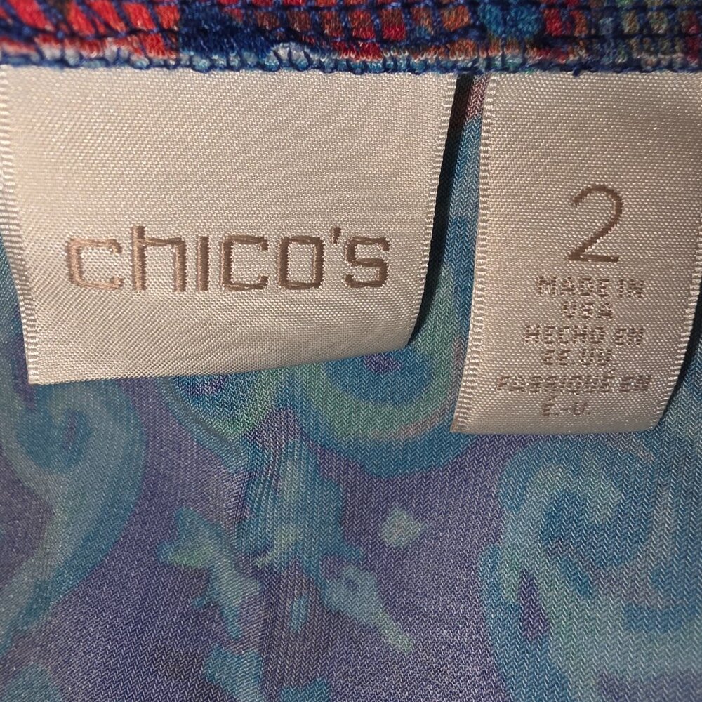 Chico’s Colorful Paisley Maxi Skirt Size 2 Side Slit Boho - Picture 4 of 8